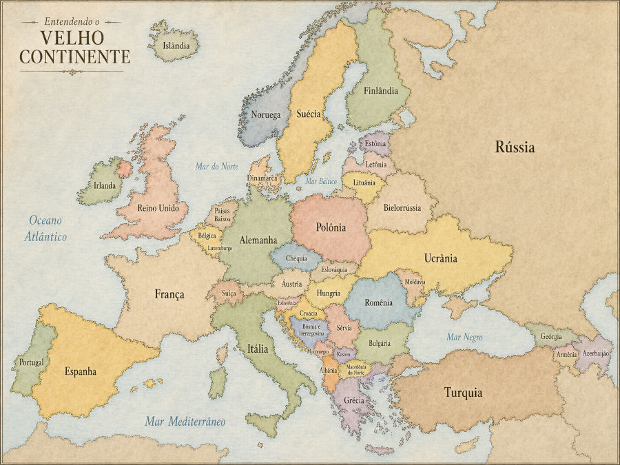 Mapa da europa estilisado